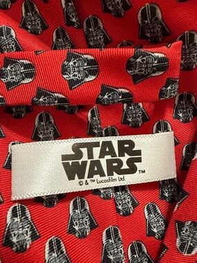 Star Wars Red Tie with Black Darth Vader Motif